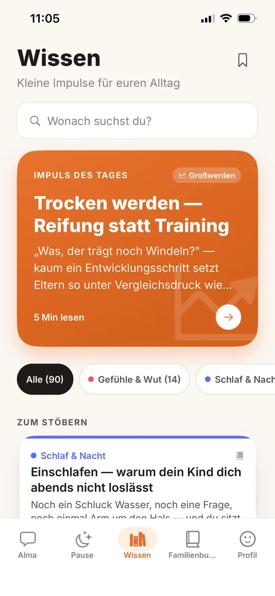 Wissen: Impuls des Tages und Artikel nach Themen wie Gefühle & Wut oder Schlaf & Nacht